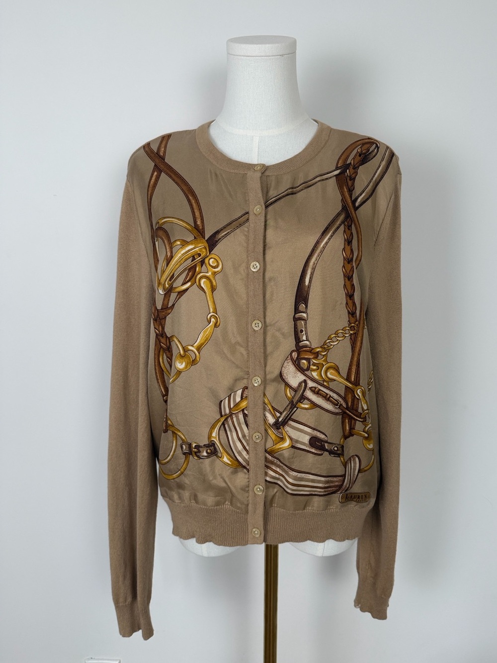 Vintage Ralph Lauren Silk Cashmere Equestrian Cardigan L
